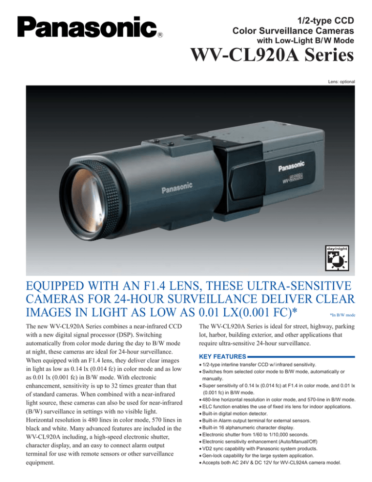 Panasonic WV-CL920 Specification Panasonic WV-CL920 Specification
