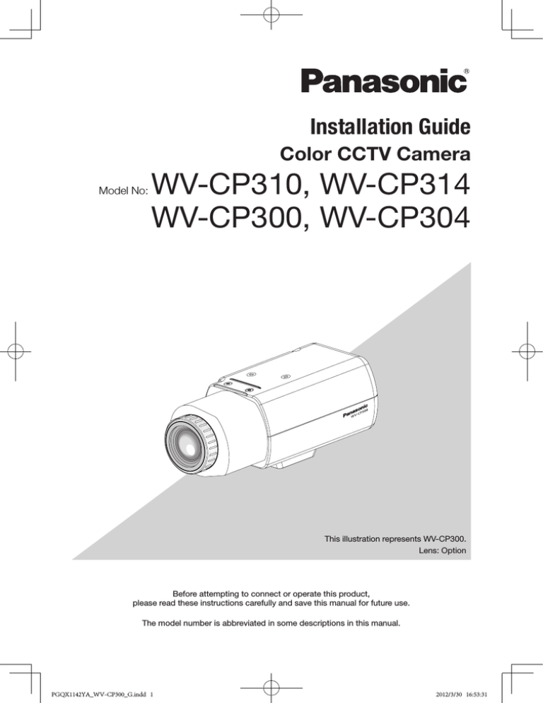 Panasonic WV-CP300 Installation guide Panasonic WV-CP300 Installation guide
