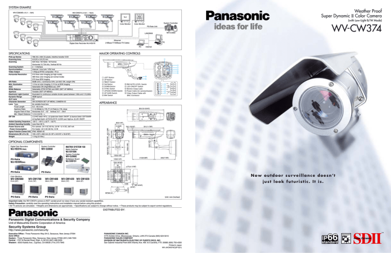 Panasonic WV-CW374 Specification Panasonic WV-CW374 Specification
