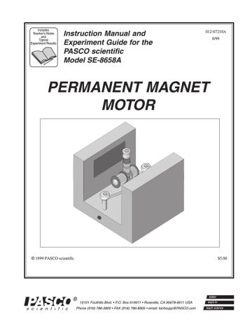 PASCO Specialty & Mfg. SE-8658A User's Manual | Manualzz