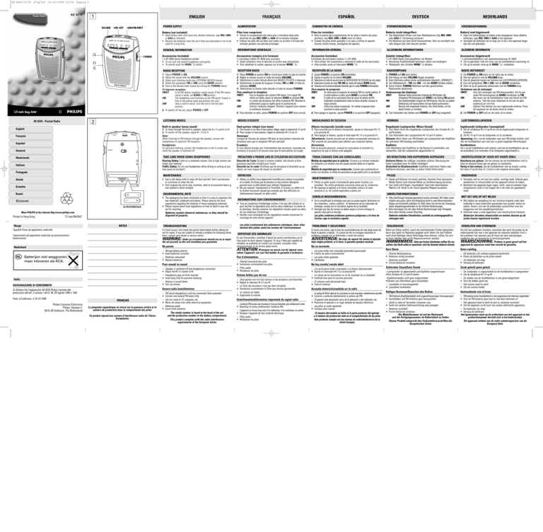 Philips AE 6570 User manual Philips AE 6570 User manual