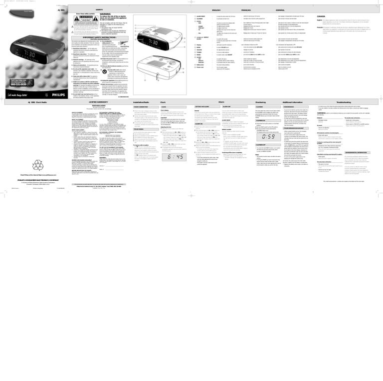 Philips AJ 3081 User manual Philips AJ 3081 User manual