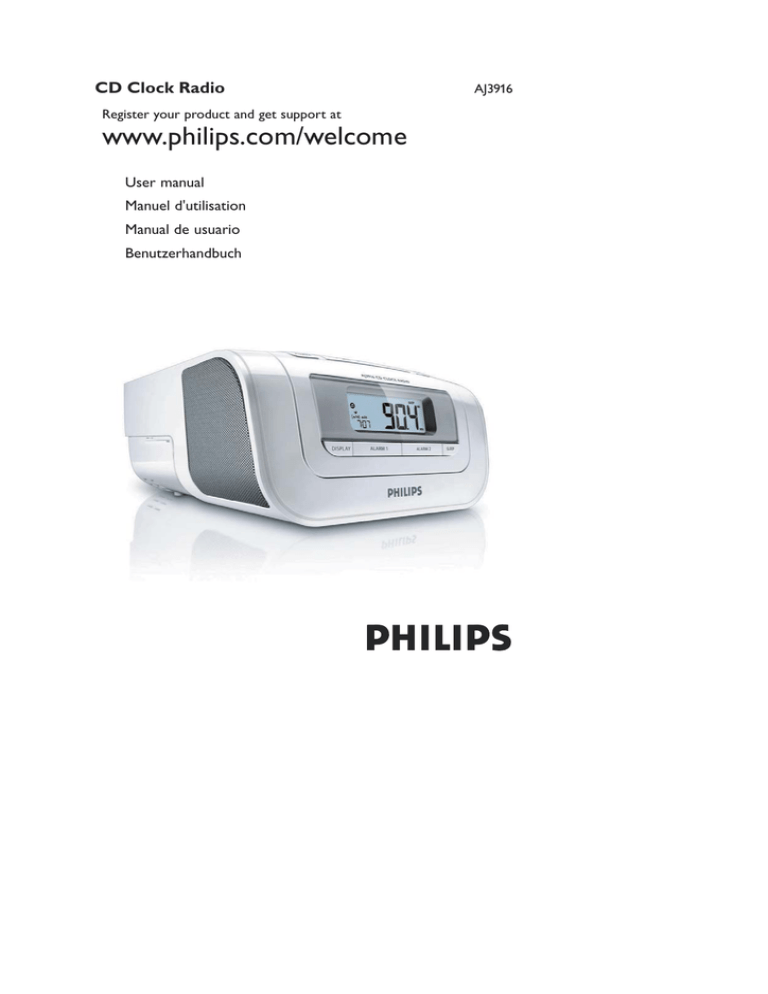 Philips AJ3916CD, AJ3916/12 User's manual Philips AJ3916CD, AJ3916/12 User's manual
