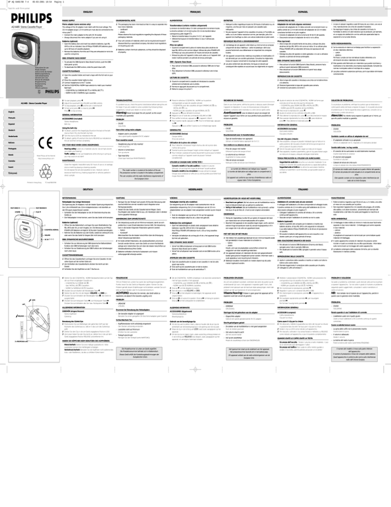 Philips AQ 6485 User manual Philips AQ 6485 User manual