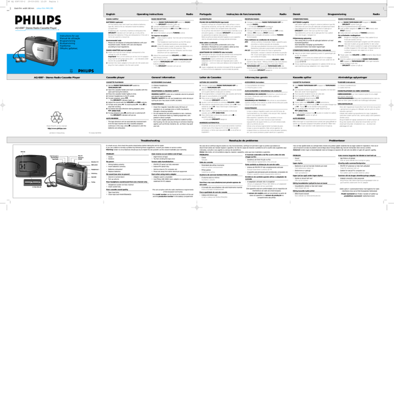 Philips AQ 6587 User's manual Philips AQ 6587 User's manual