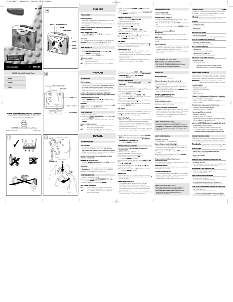 Philips AQ 6598/17 User manual Philips AQ 6598/17 User manual