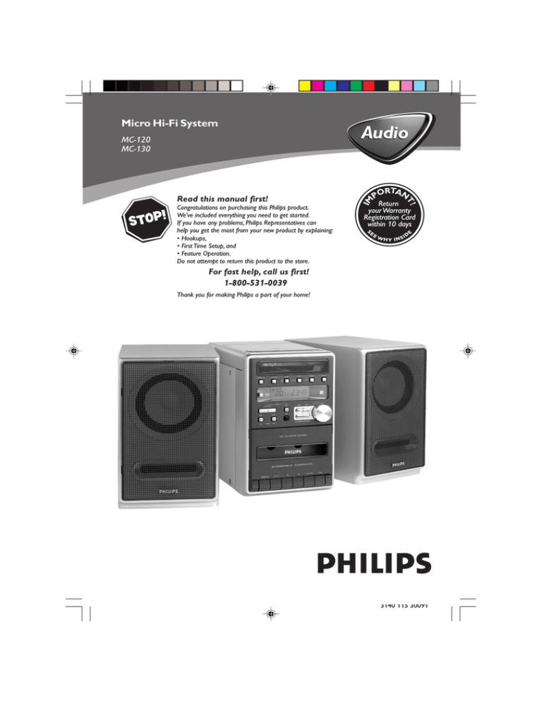 Philips Audio MC-130 User's manual Philips Audio MC-130 User's manual