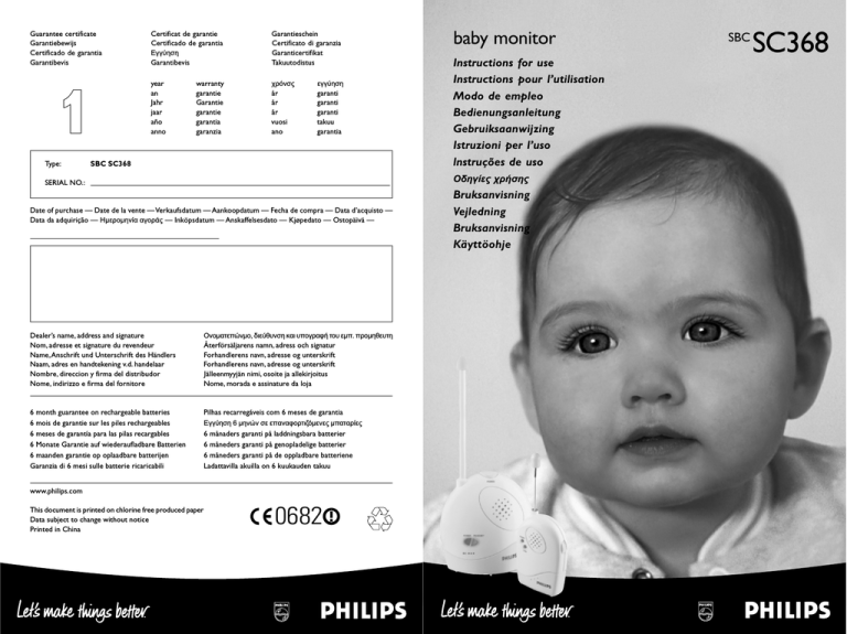 Philips SC368 User manual Philips SC368 User manual