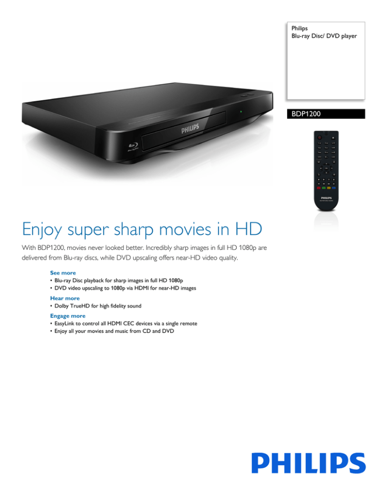 Philips BDP1200/F7 Datasheet Philips BDP1200/F7 Datasheet