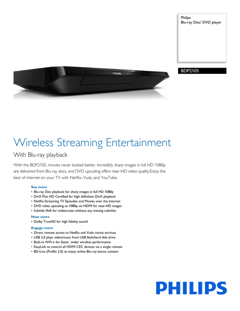 Philips BDP1200/F7 Datasheet Philips BDP1200/F7 Datasheet