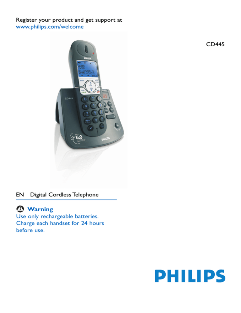 Philips TD4454Q/37, BIENVENIDO CD445 User's manual Philips TD4454Q/37, BIENVENIDO CD445 User's manual