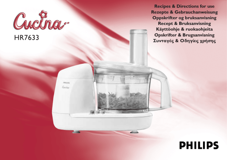 Philips HR7633/10, CUCINA HR7633, HR7633/80 User manual Philips HR7633/10, CUCINA HR7633, HR7633/80 User manual