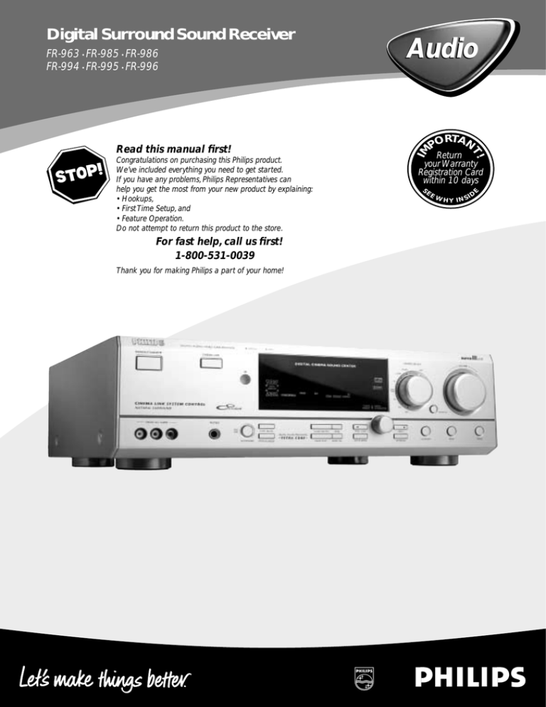 Philips FR-994 User's manual Philips FR-994 User's manual