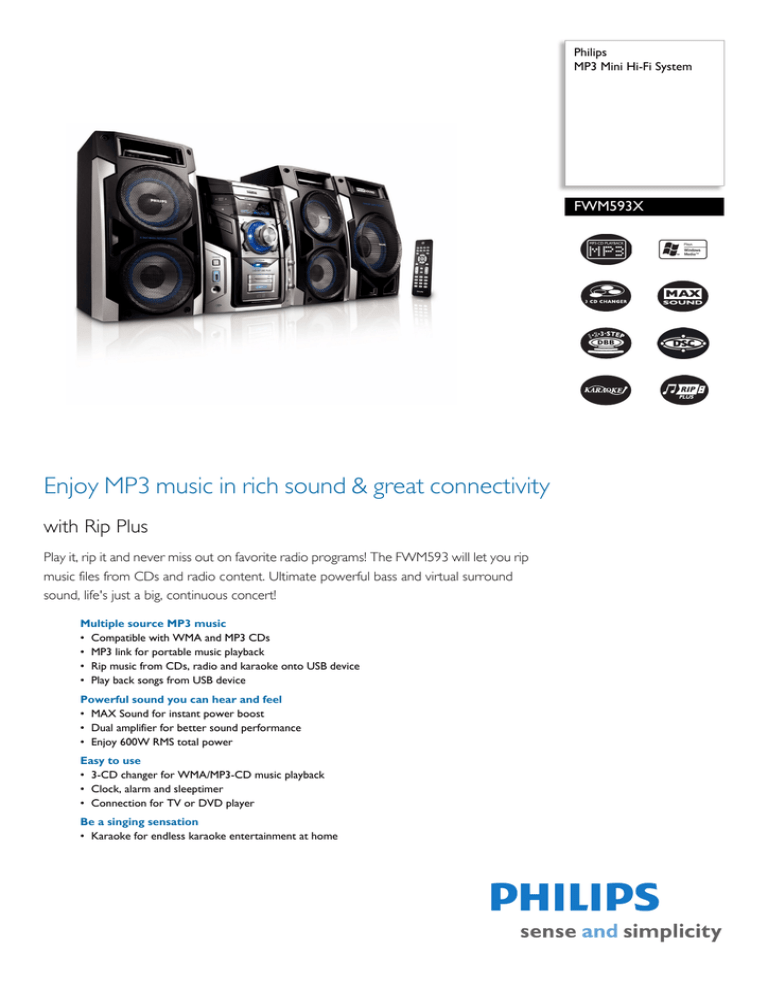 Philips FWM593X User manual Philips FWM593X User manual