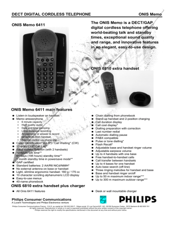 Philips ONIS Memo 6411 User's Manual | Manualzz