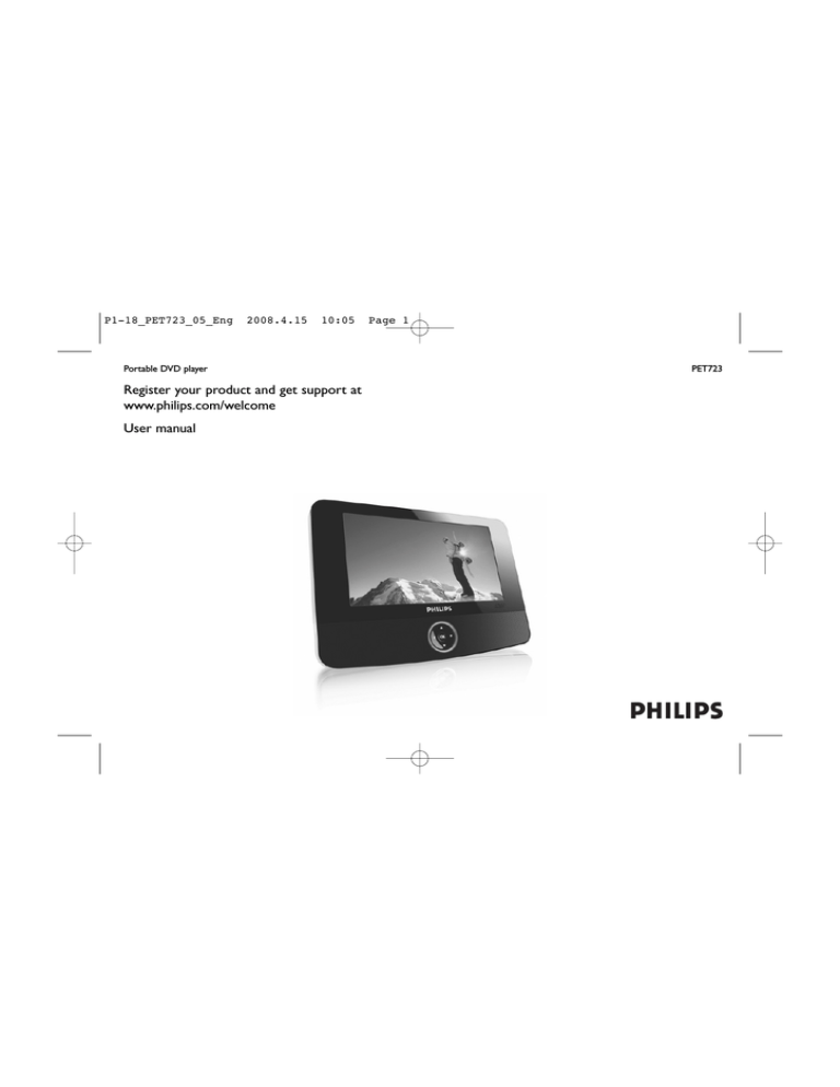 Philips PET723/05 User's manual Philips PET723/05 User's manual