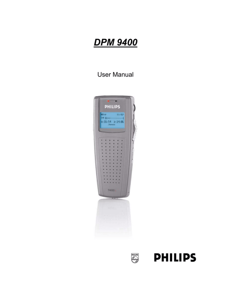 Philips Digital Pocket Memo DPM 9400 User manual Philips Digital Pocket Memo DPM 9400 User manual