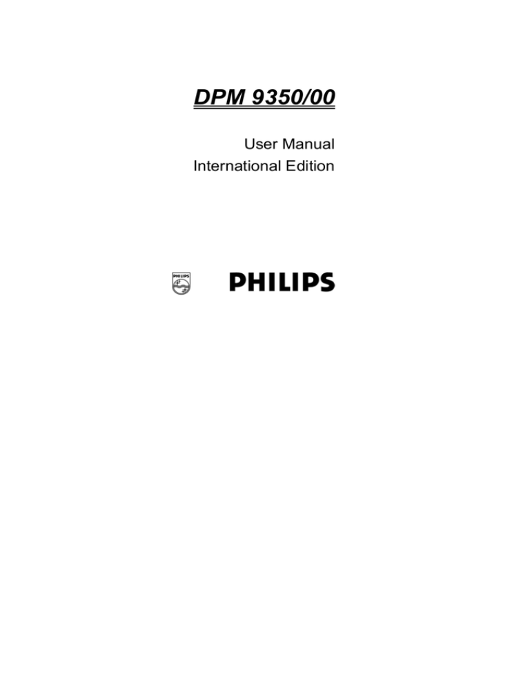 Philips DPM-9350 User's manual Philips DPM-9350 User's manual