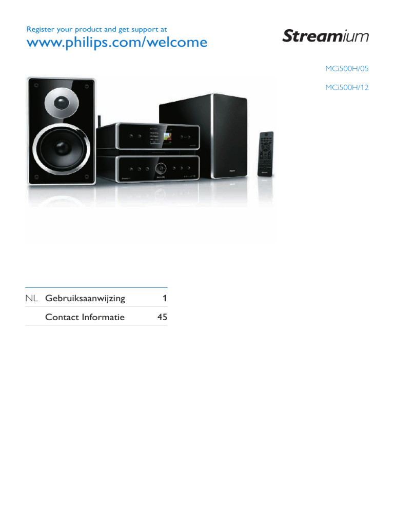 Philips Speaker MCI500H/12, MCI500H/12 User's manual Philips Speaker MCI500H/12, MCI500H/12 User's manual