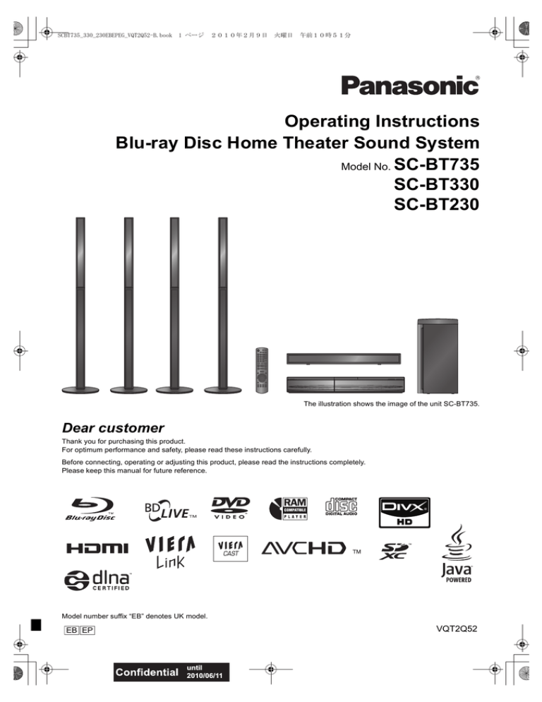 Panasonic SC-BT735, SCBT230, SCBT735, SCBT330 User's manual Panasonic SC-BT735, SCBT230, SCBT735, SCBT330 User's manual