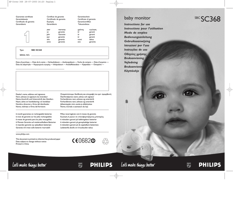 Philips SC368 User manual Philips SC368 User manual