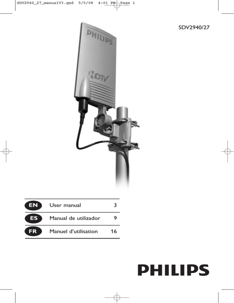 Philips SDV2940/27, SDV2927 User's manual Philips SDV2940/27, SDV2927 User's manual
