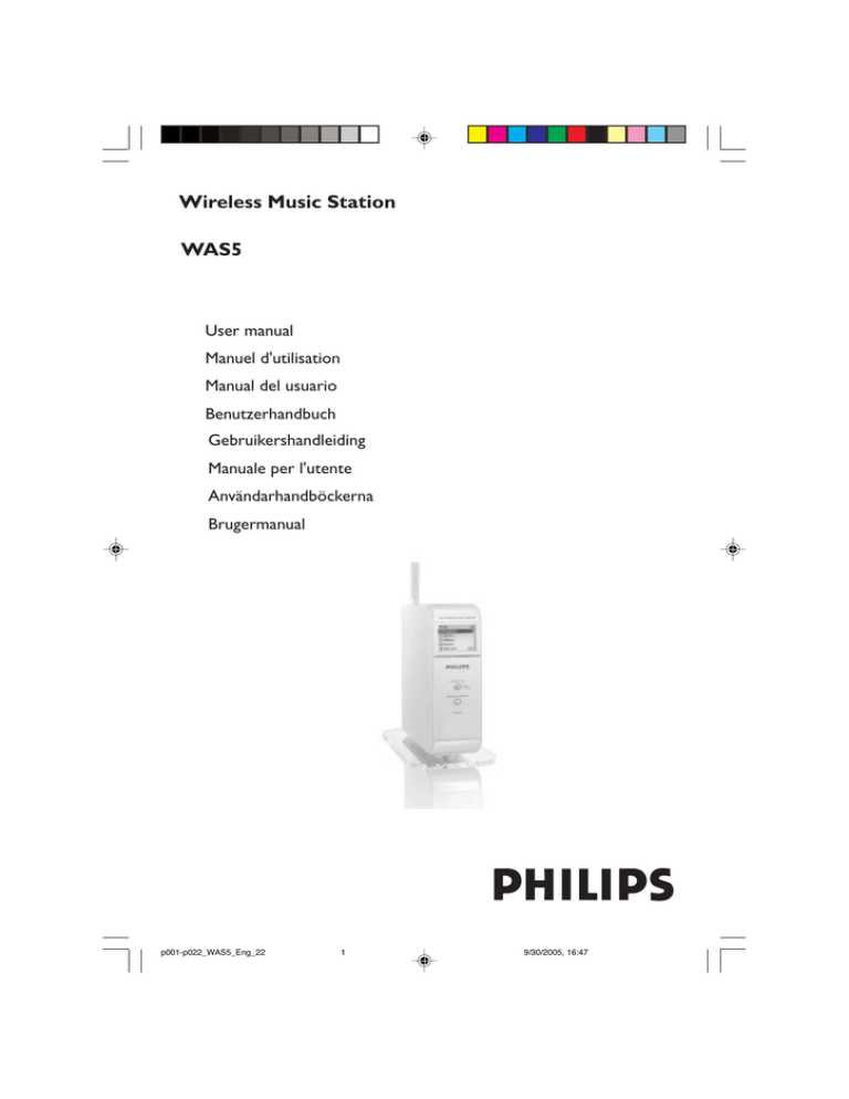 Philips Streamium WAS5, WAS5/22, WAS5/05 User's manual Philips Streamium WAS5, WAS5/22, WAS5/05 User's manual