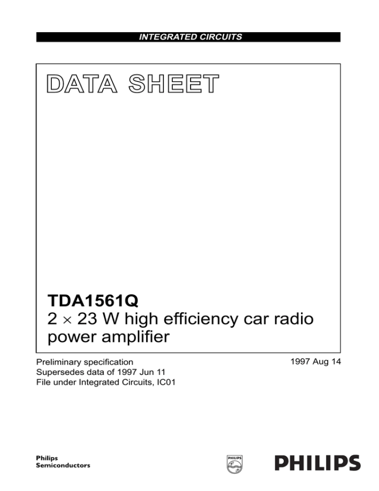 Philips TDA1561Q User's manual Philips TDA1561Q User's manual