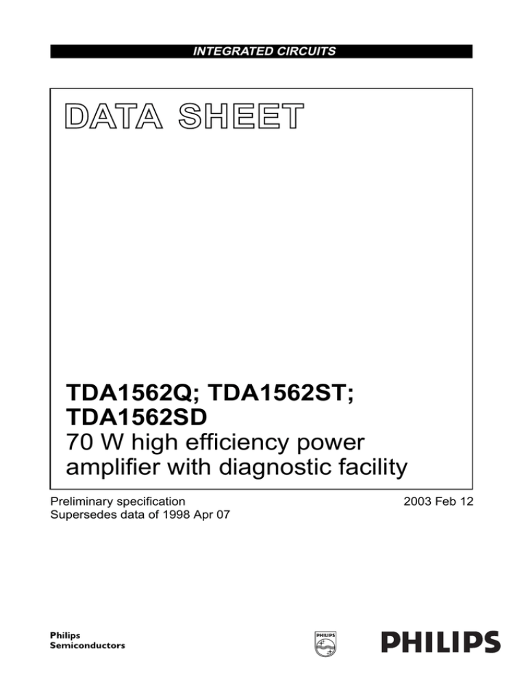 Philips TDA1562SD User manual Philips TDA1562SD User manual