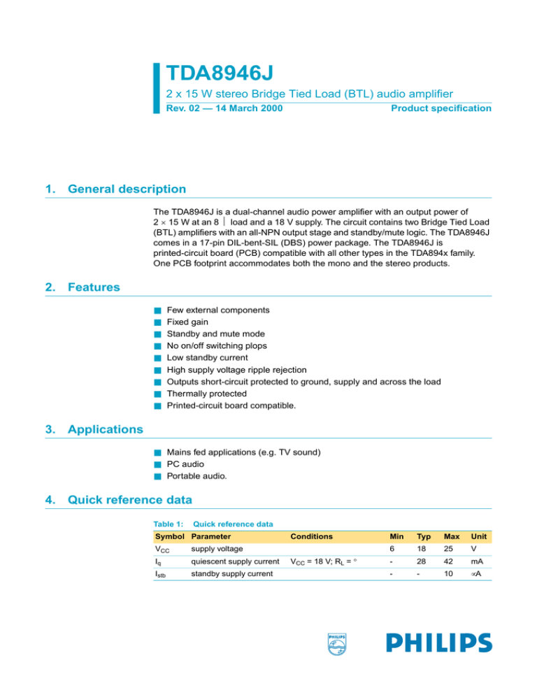 Philips TDA8946J User's manual Philips TDA8946J User's manual