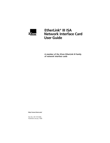 PictureTel EtherLink III ISA 3C509B-TPO, III ISA, EtherLink III ISA 3C509B-TP, EtherLink III ISA 3C509B-COMBO, EtherLink III ISA 3C509B-TPC User manual PictureTel EtherLink III ISA 3C509B-TPO, III ISA, EtherLink III ISA 3C509B-TP, EtherLink III ISA 3C509B-COMBO, EtherLink III ISA 3C509B-TPC User manual