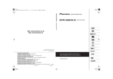 Pioneer DVR-550HX-S Operating instructions | Manualzz