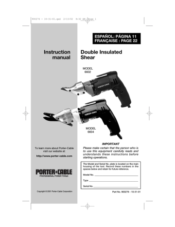 Porter-Cable 6602 Instruction manual | Manualzz