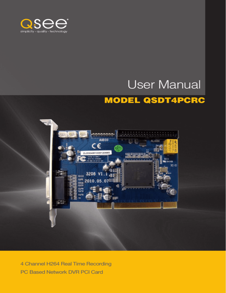 Q-See CENTRAL MANAGEMENT, QSDT4PCRC User manual Q-See CENTRAL MANAGEMENT, QSDT4PCRC User manual