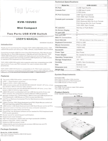 QVS KVM102UEC User's manual QVS KVM102UEC User's manual