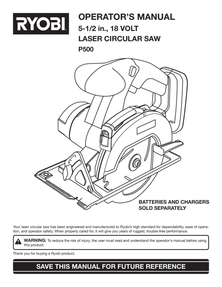 Ryobi P500 User manual Ryobi P500 User manual