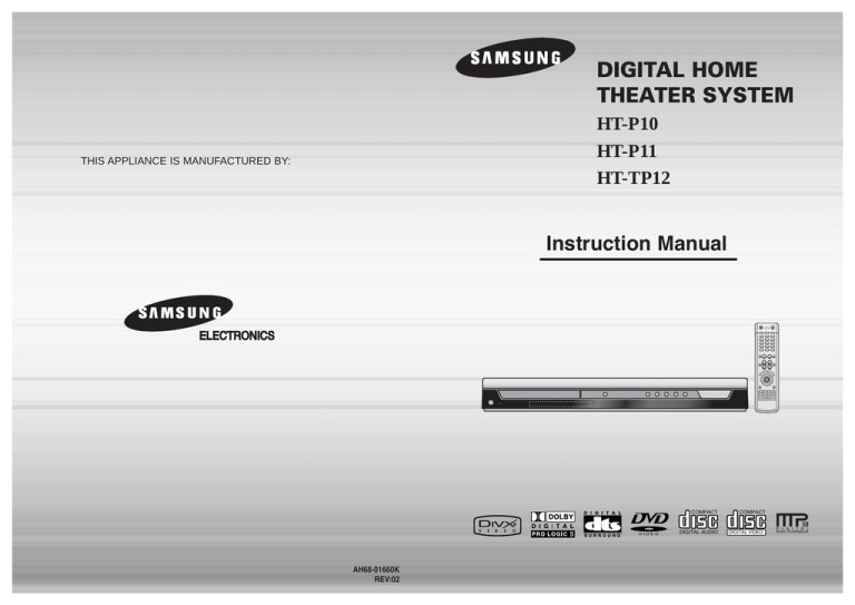 Samsung HT-P10, HT-P11, AH68-01660K User's manual Samsung HT-P10, HT-P11, AH68-01660K User's manual