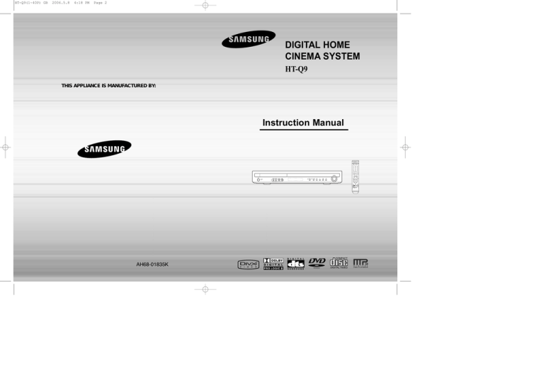 Samsung AH68-01835K, HT-Q9 User's manual Samsung AH68-01835K, HT-Q9 User's manual