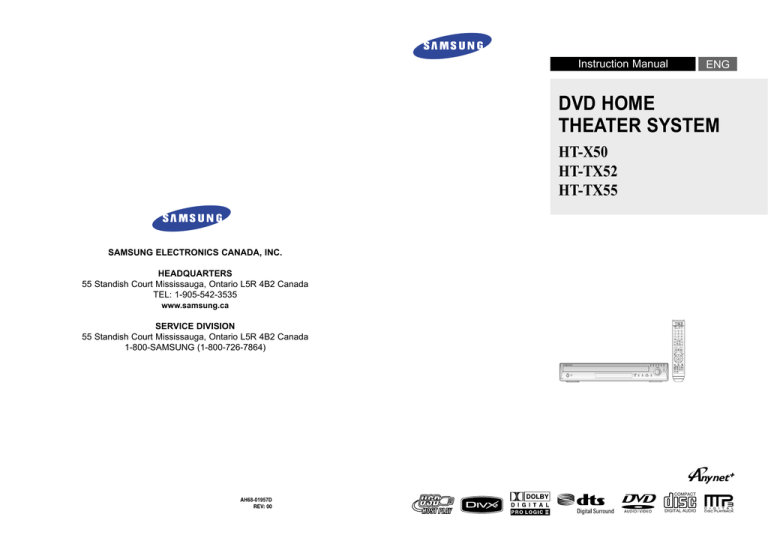 Samsung AH68-01957C, HT-TX52, HT-TX55, HT-X50 User's manual Samsung AH68-01957C, HT-TX52, HT-TX55, HT-X50 User's manual