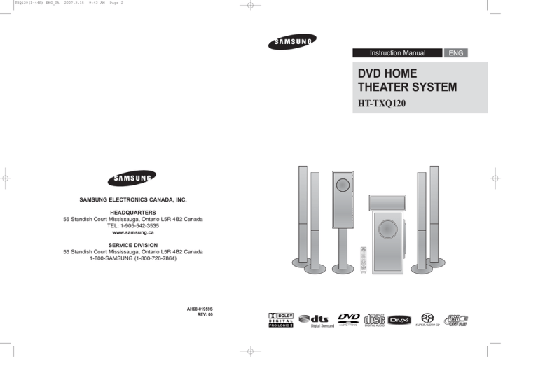 Samsung AH68-01959S, HT-TXQ120 User's manual Samsung AH68-01959S, HT-TXQ120 User's manual