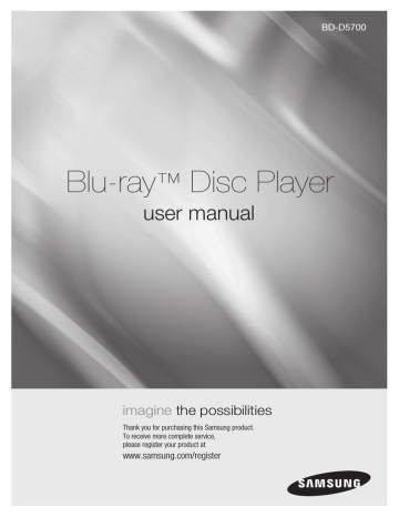Samsung BD-D5700 User's manual Samsung BD-D5700 User's manual