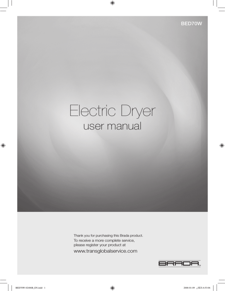Samsung BED70B/XAC, DV203 SERIES, BED70W User manual Samsung BED70B/XAC, DV203 SERIES, BED70W User manual