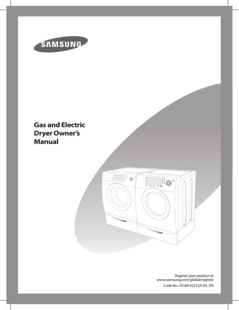 Samsung DV306LEW, DV316LGS, DV316LES, DV316LEW, DV316BGW, DV316LGW, DV3C6BGW, DC68-02312A-04, DV306LGW User's manual Samsung DV306LEW, DV316LGS, DV316LES, DV316LEW, DV316BGW, DV316LGW, DV3C6BGW, DC68-02312A-04, DV306LGW User's manual