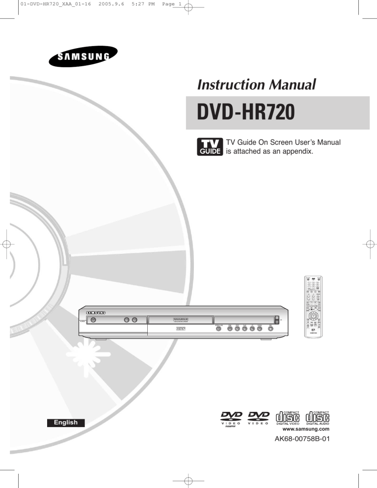 Samsung DVD-HR720/ User's manual Samsung DVD-HR720/ User's manual