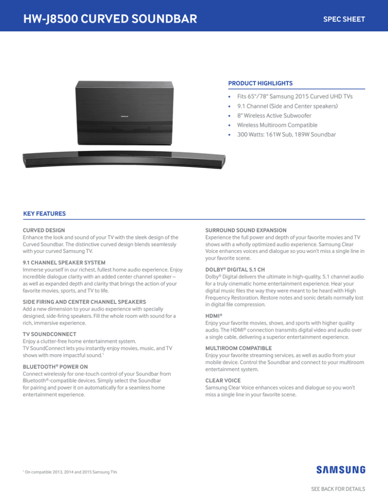 Samsung HW-J8500/ZA Specification Samsung HW-J8500/ZA Specification