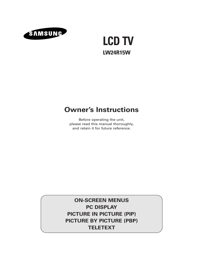 Samsung 211MP, LW24R15W User's manual Samsung 211MP, LW24R15W User's manual