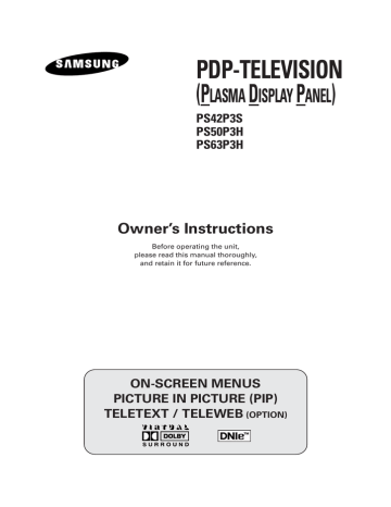 Samsung PS-42P3S User manual | Manualzz