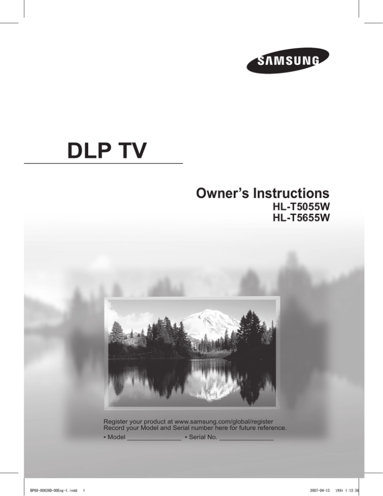 Samsung HL-T5655W User's manual Samsung HL-T5655W User's manual