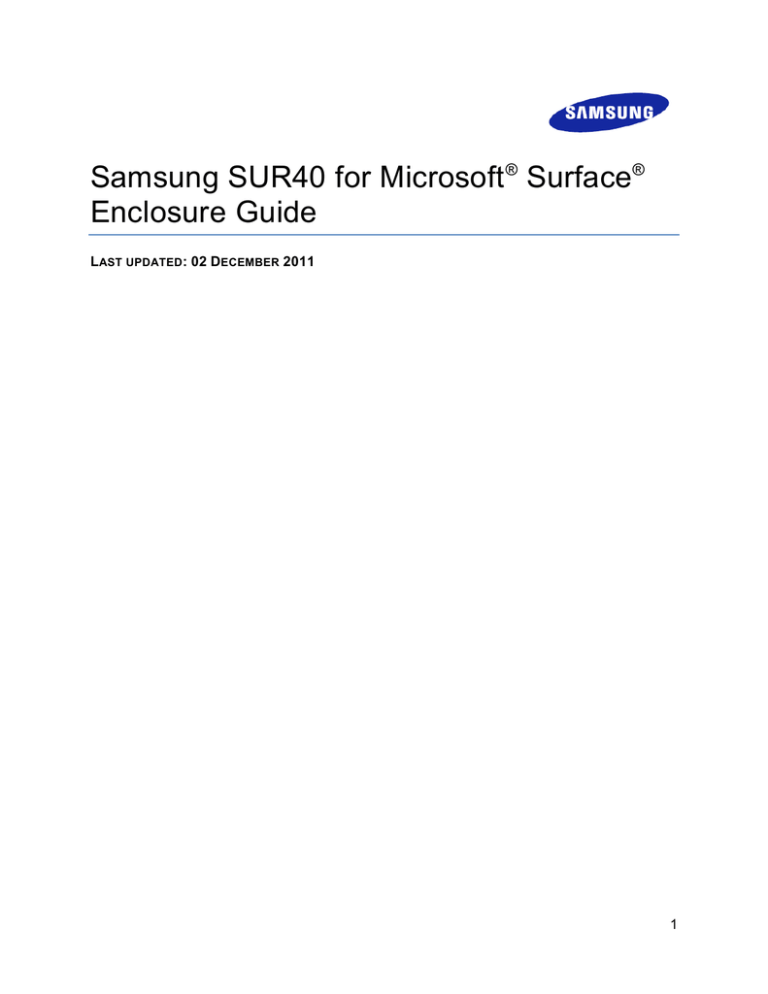 Samsung SUR40 User's manual Samsung SUR40 User's manual