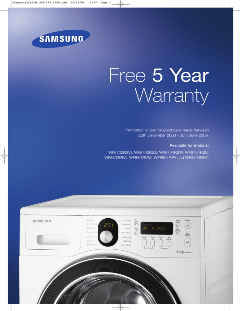 Samsung WF8702RSW User manual Samsung WF8702RSW User manual